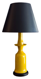 Chinese Yellow Ceramic Lamp With Custom Black Paper Shade 13