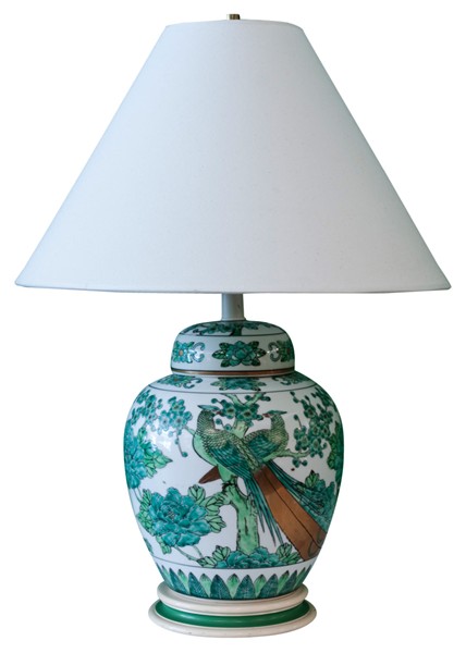 Sold - Frederick Cooper Porcelain Peacock Lamp - Rubbish Interiors