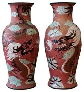 sold Vietnamese Dragon Vases