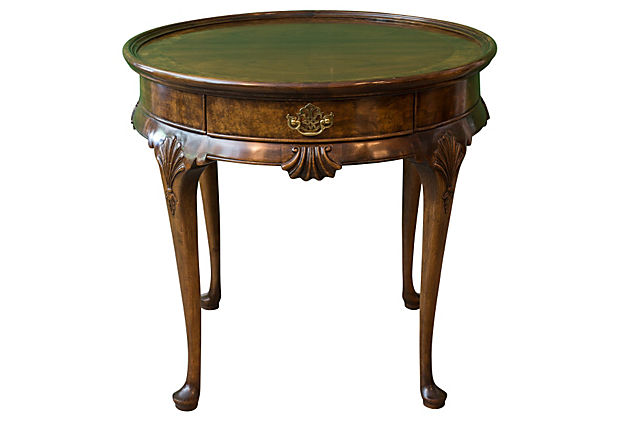 Sold - Baker Queen Anne Round Side Table - Rubbish Interiors Inc.