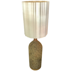 mid century modern cork and walnut bottle shaped lamp front