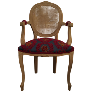 modern caned backed armchair front