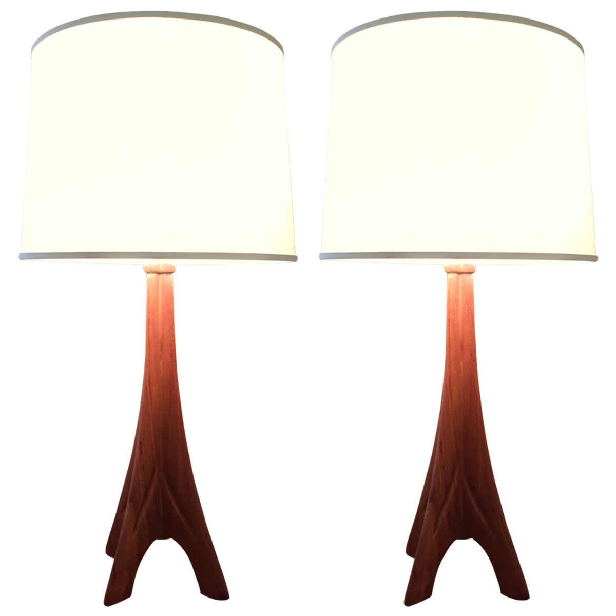 Vintage Mid Century Teak Table Lamps, Retro Mid Century Lamp