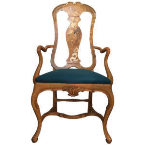 vintage queen anne style chinoiserie armchair front