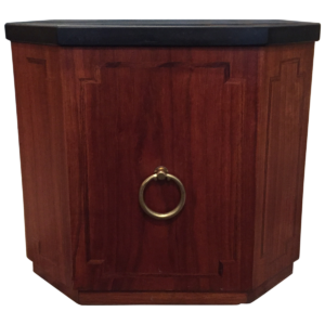 vintage small octagonal end table with slate top front 1