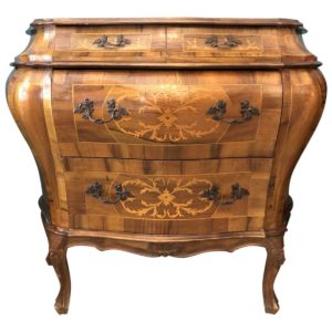 floral marquetry bombe commode front