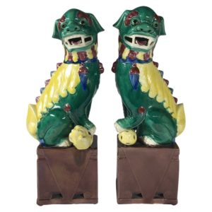 polychrome foo dogs front