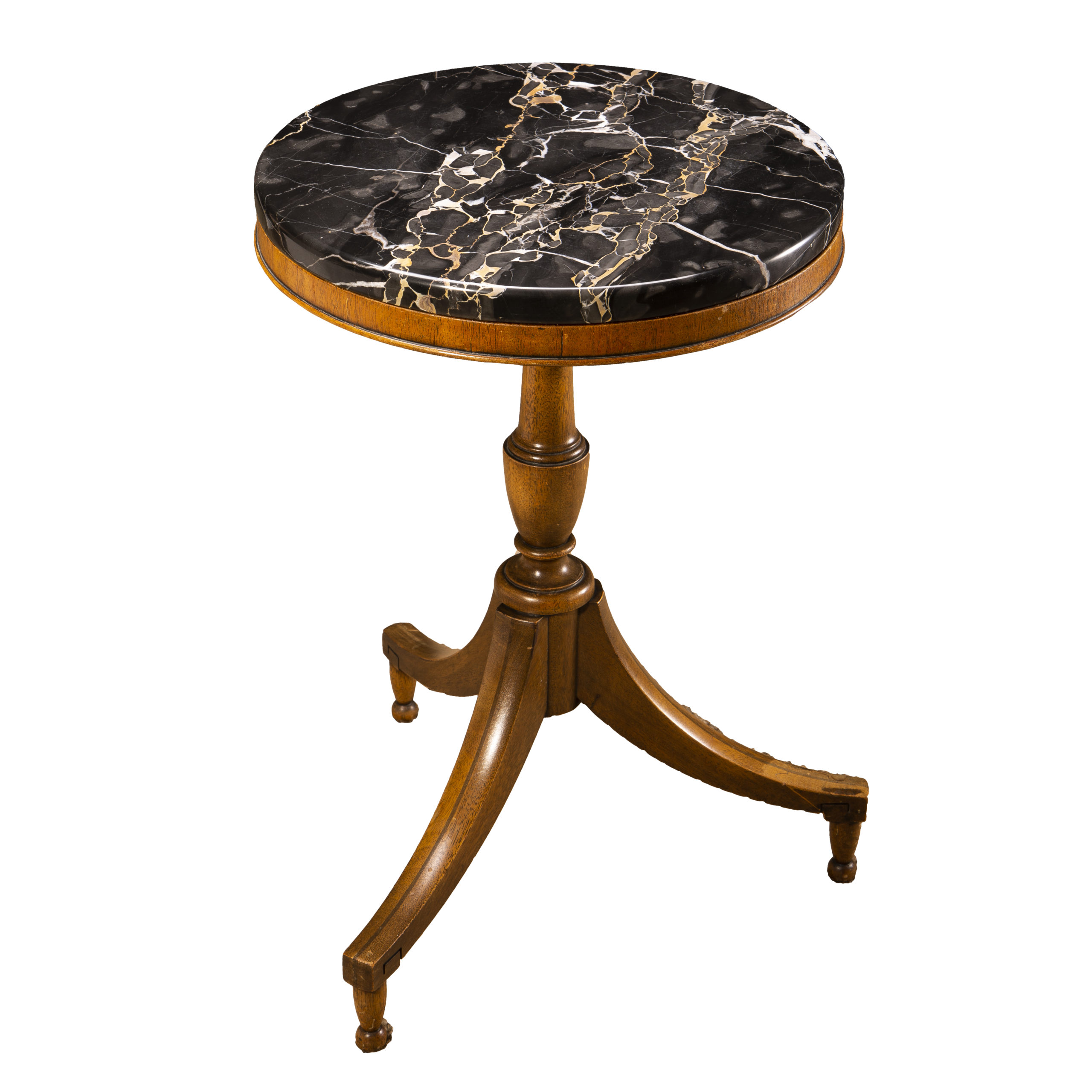 small round marble top end table